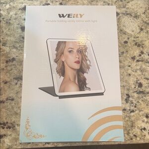 Portable Folding Vanity Mirror with Light - Black